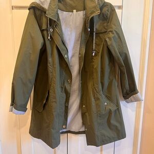 Olive Green Women's Parka Rain Jacket